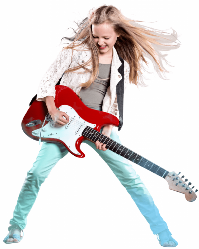Szkoła muzyki dziewczyna z gitara